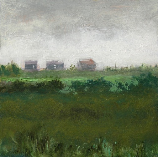 Three Cottages on the Hill 16x16