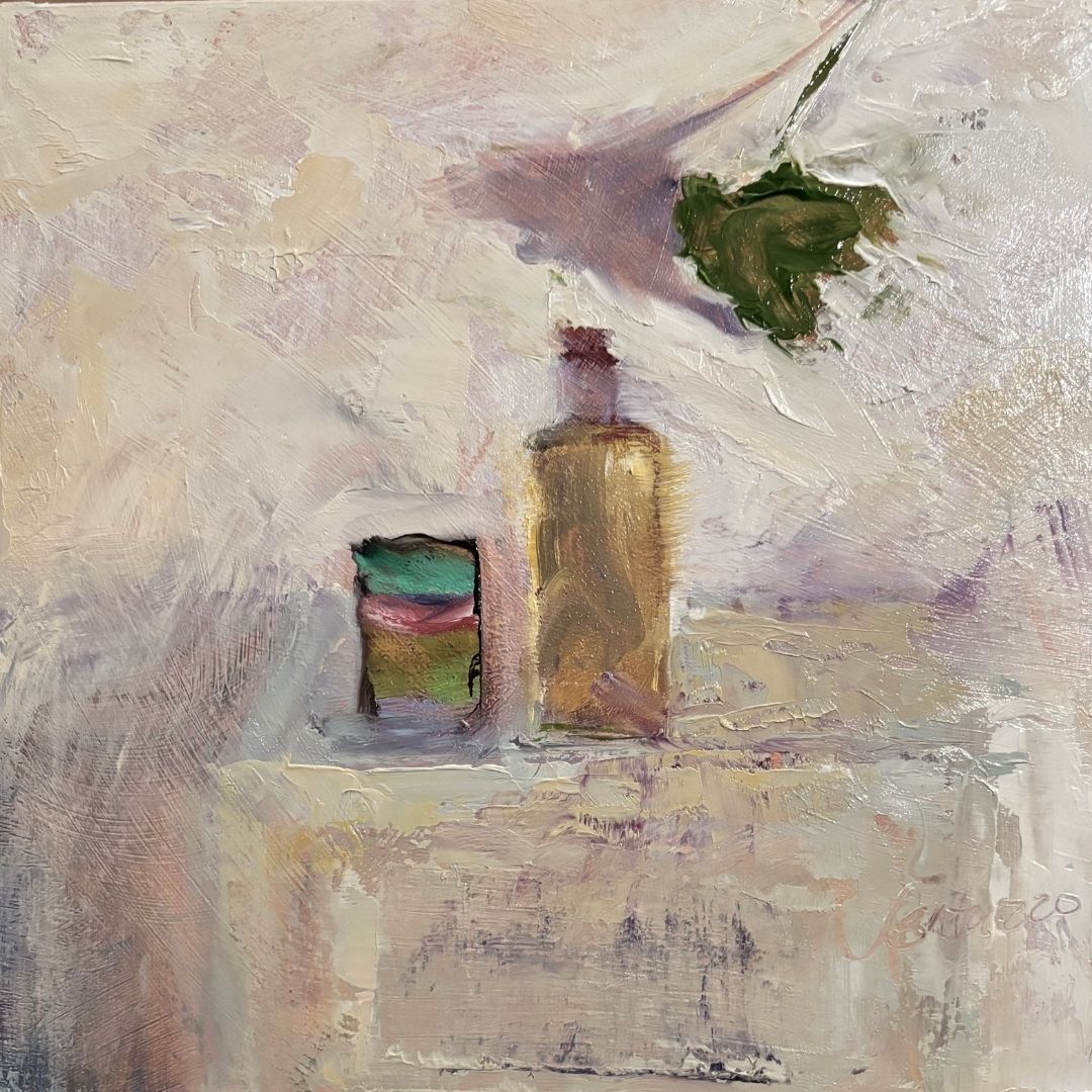 Still Life in White, 8 x 8, oil on birch panel